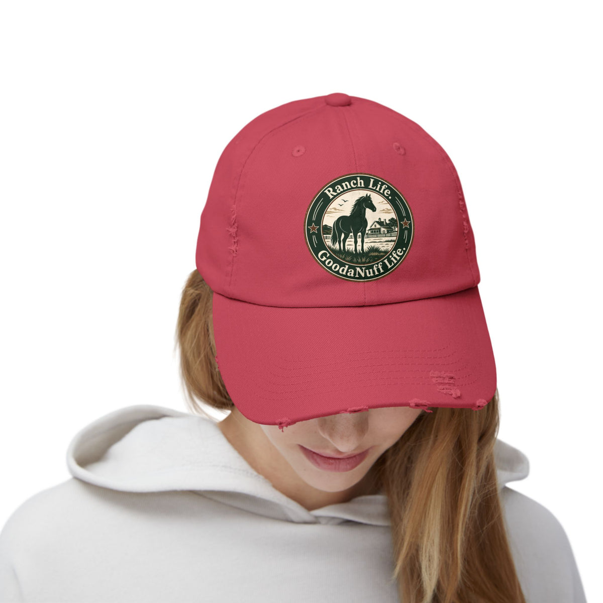 Ranch Life. GoodaNuff Life. Distressed Baseball Cap