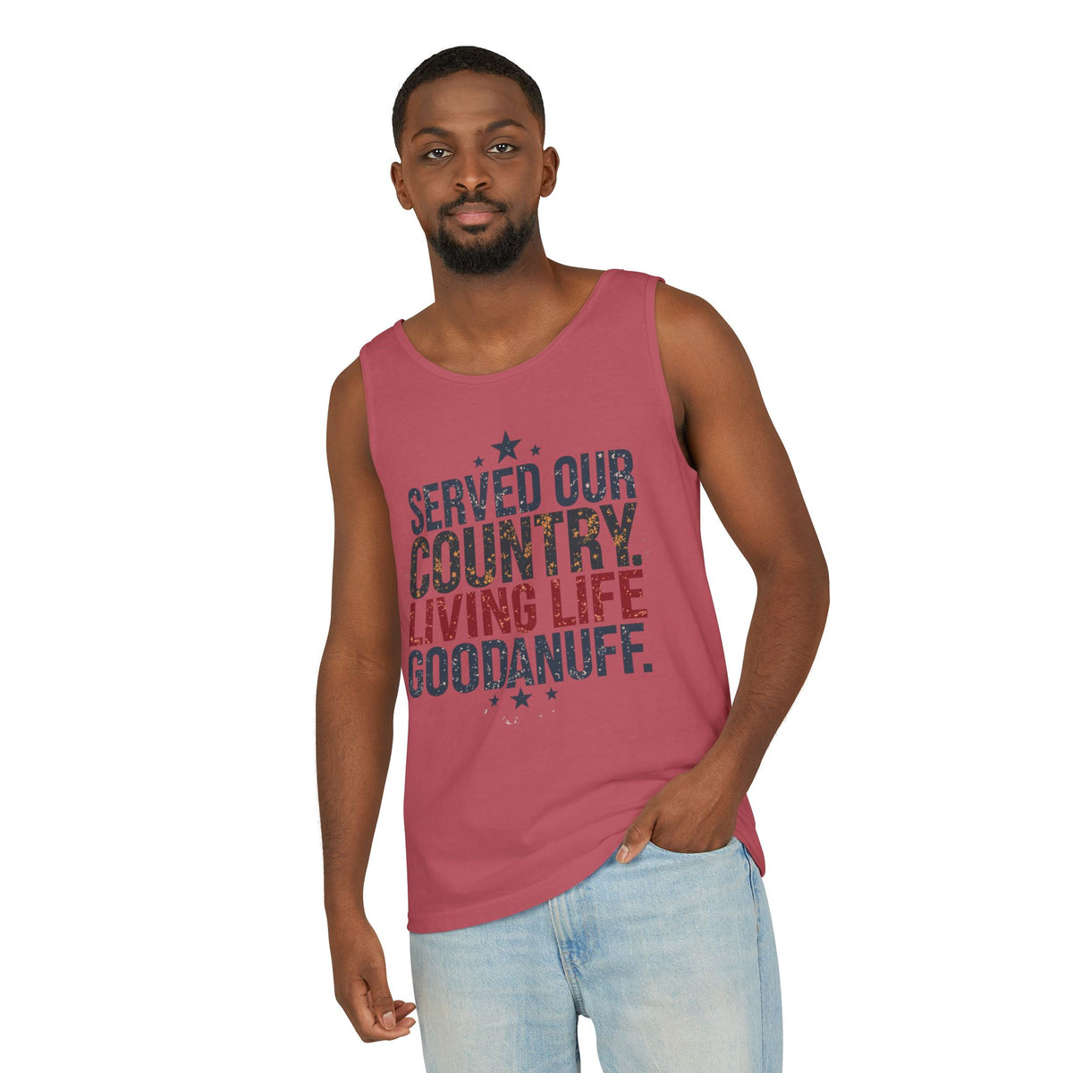 Served Our Country. Living Life GoodaNuff. Men's Lightweight Tank Top