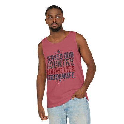 Served Our Country. Living Life GoodaNuff. Men's Lightweight Tank Top