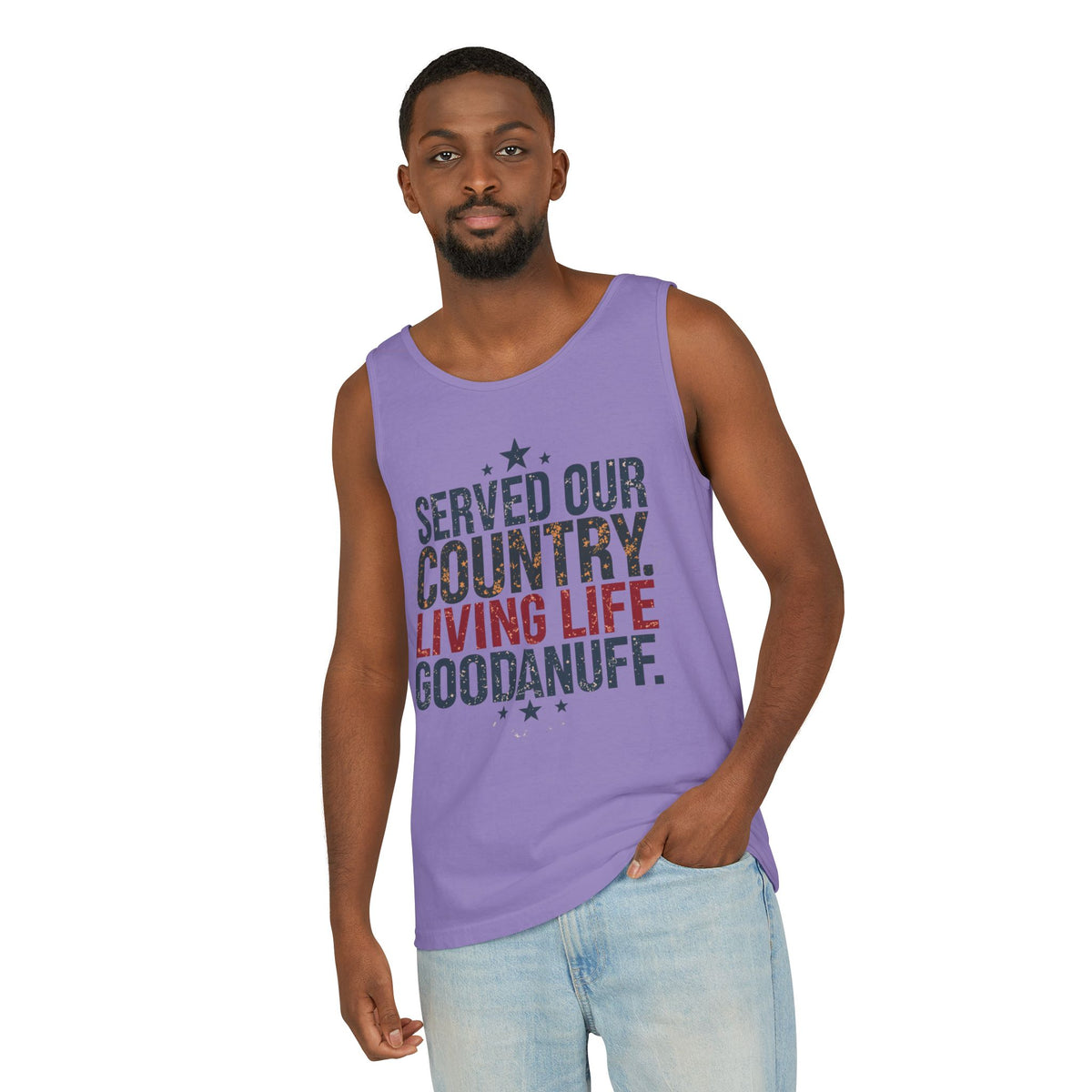 Served Our Country. Living Life GoodaNuff. Men's Lightweight Tank Top