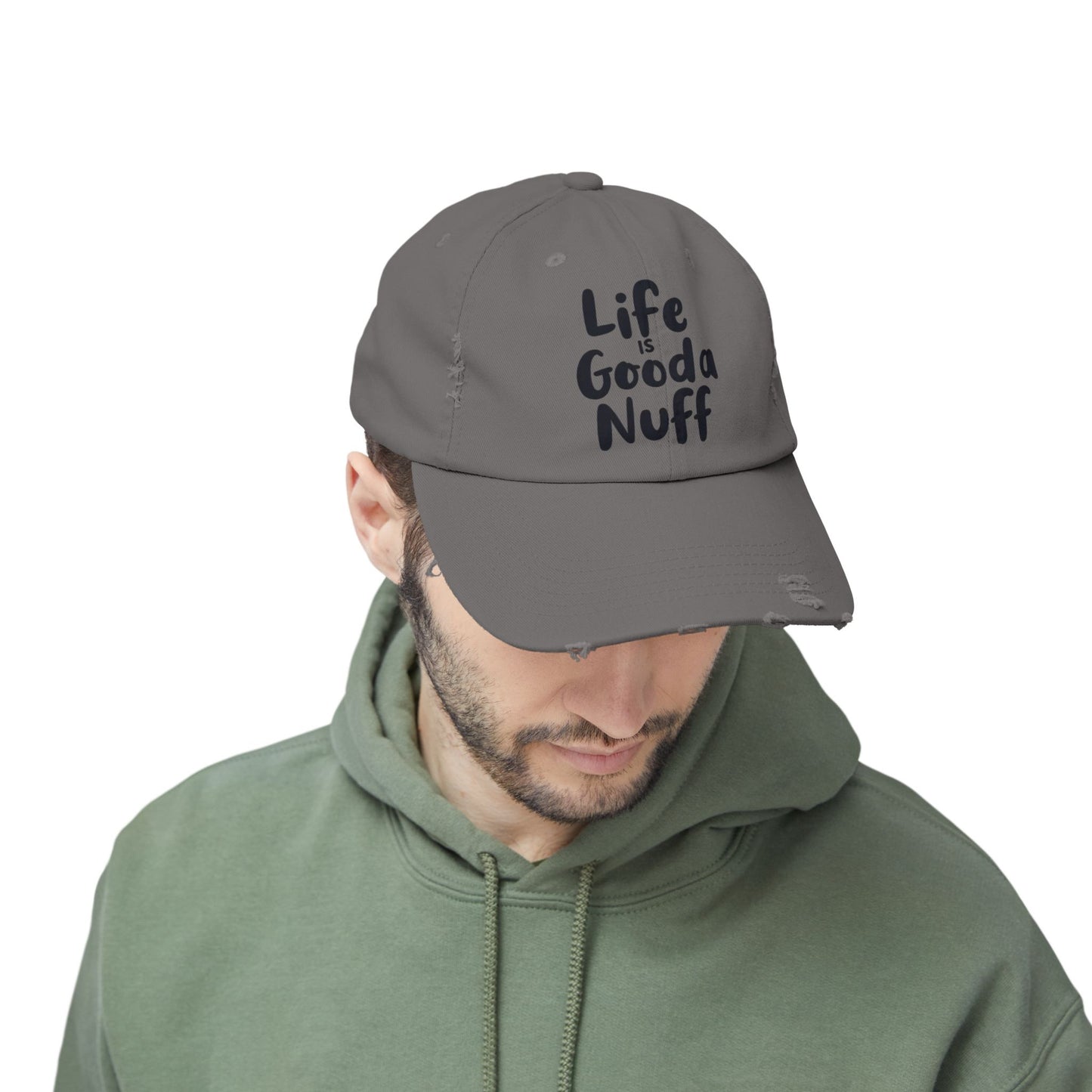 Life Is GoodaNuff Distressed Baseball Cap