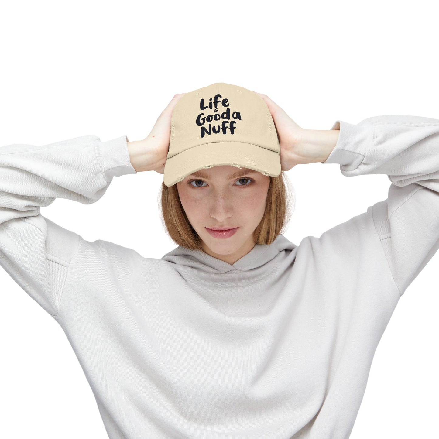 Life Is GoodaNuff Distressed Baseball Cap