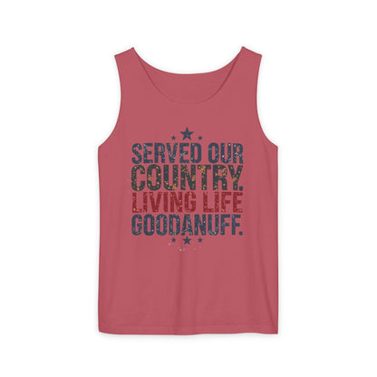 Served Our Country. Living Life GoodaNuff. Men's Lightweight Tank Top