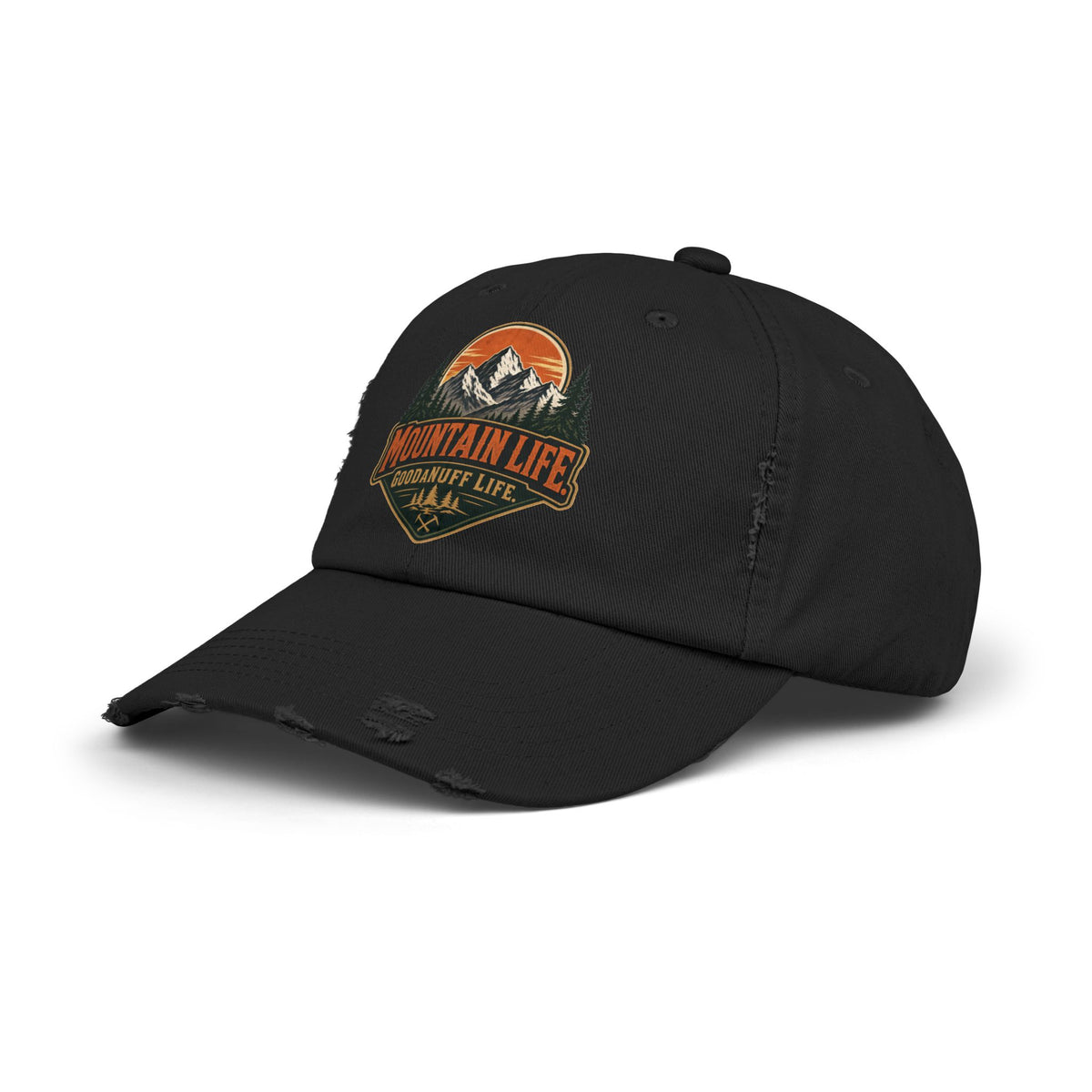 Mountain Life. GoodaNuff Life. Distressed Baseball Cap