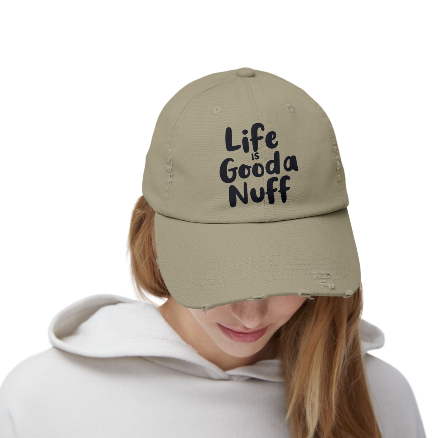 Life Is GoodaNuff Distressed Baseball Cap