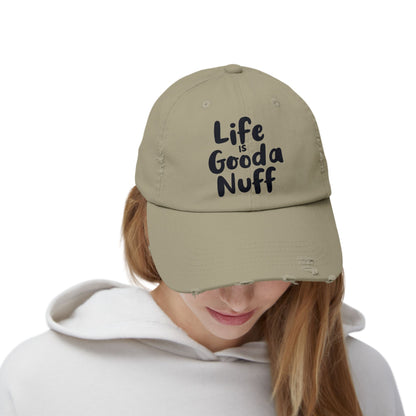 Life Is GoodaNuff Distressed Baseball Cap