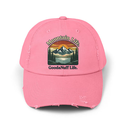 Mountain Life. GoodaNuff Life. Distressed Baseball Cap