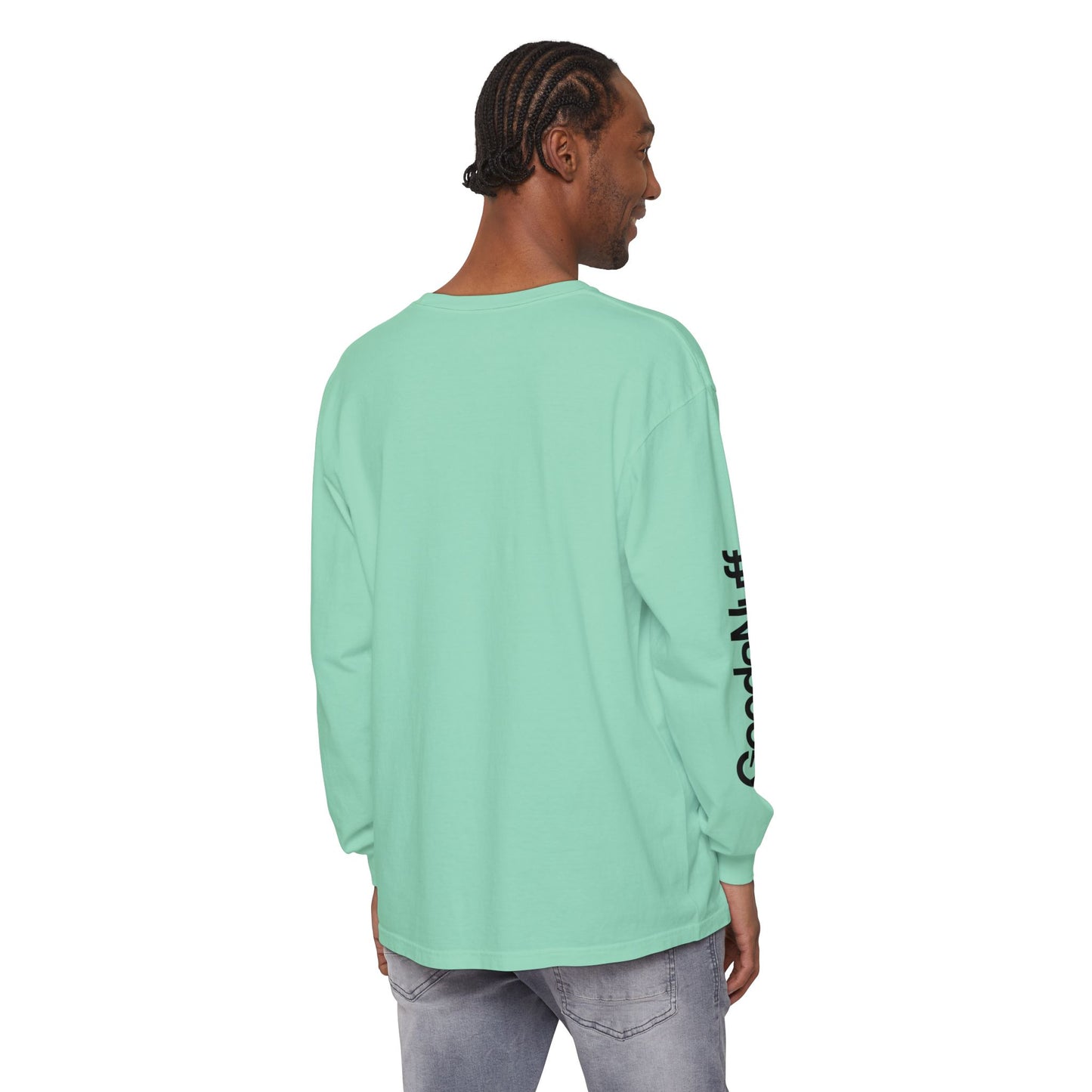 GoodaNuff Logo Long Sleeve Tee — Inspirational Apparel with Website & Social Icons
