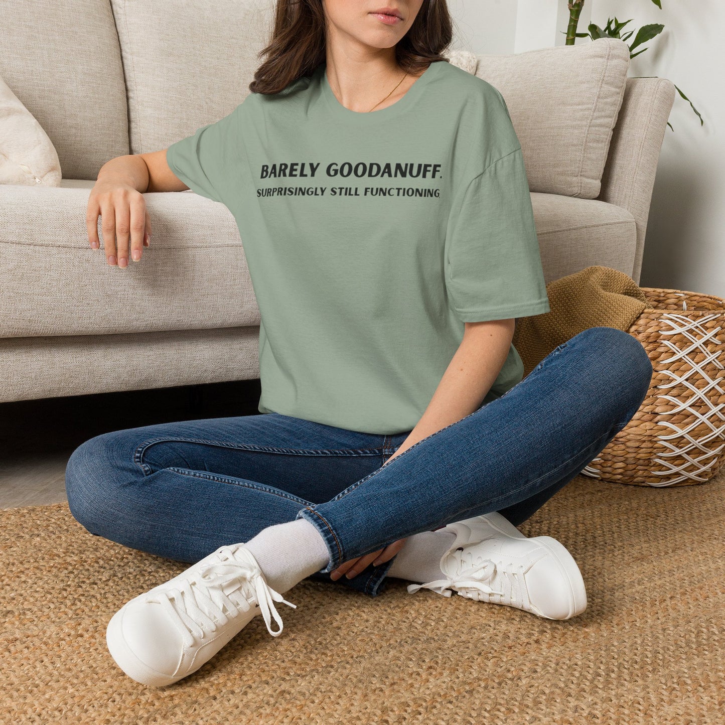 Barely GoodaNuff. Surprisingly Still Functioning Unisex Softstyle T-Shirt