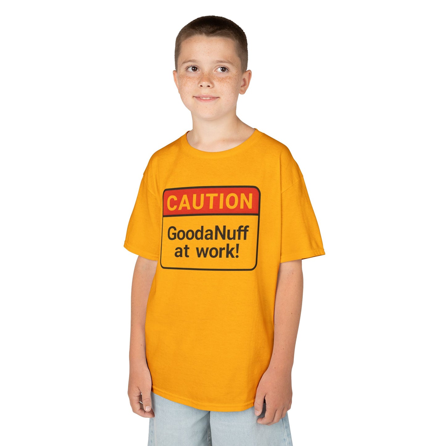 Caution-GoodaNuff at Work Unisex Youth T-Shirt