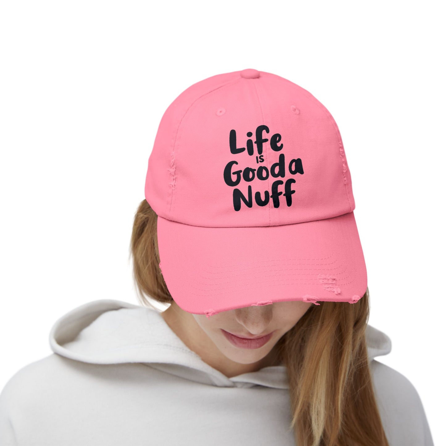 Life Is GoodaNuff Distressed Baseball Cap