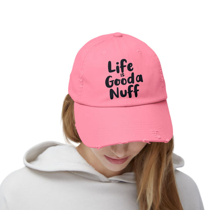 Life Is GoodaNuff Distressed Baseball Cap