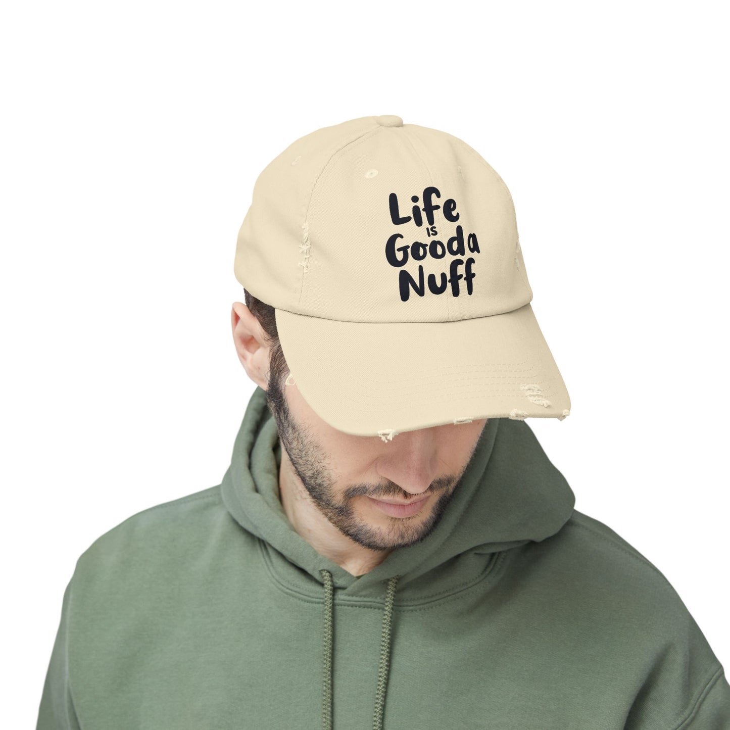 Life Is GoodaNuff Distressed Baseball Cap