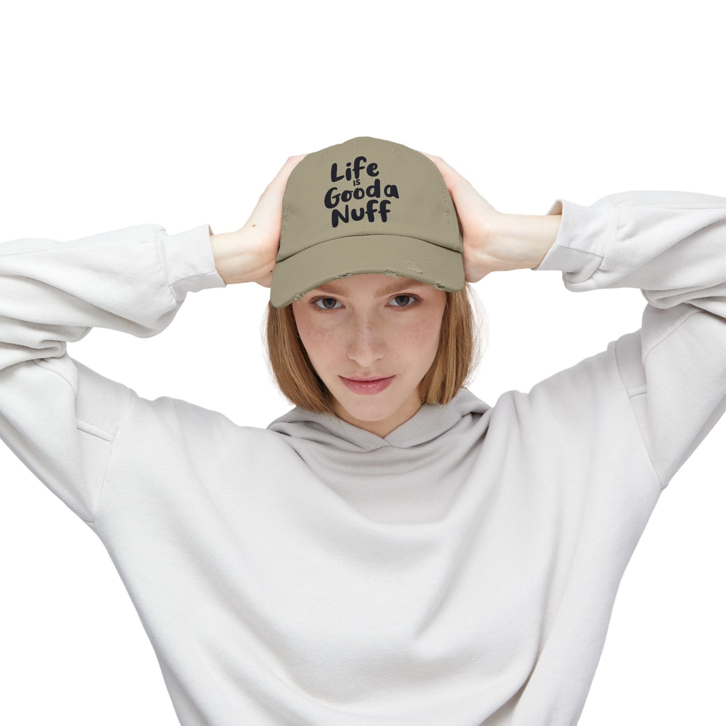 Life Is GoodaNuff Distressed Baseball Cap