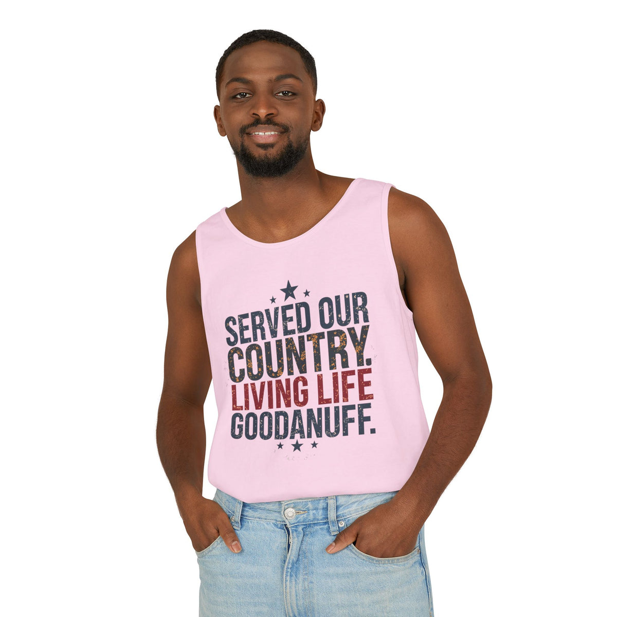 Served Our Country. Living Life GoodaNuff. Men's Lightweight Tank Top