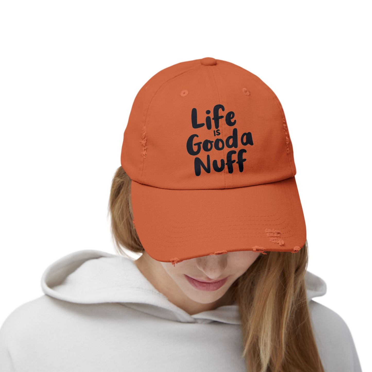 Life Is GoodaNuff Distressed Baseball Cap