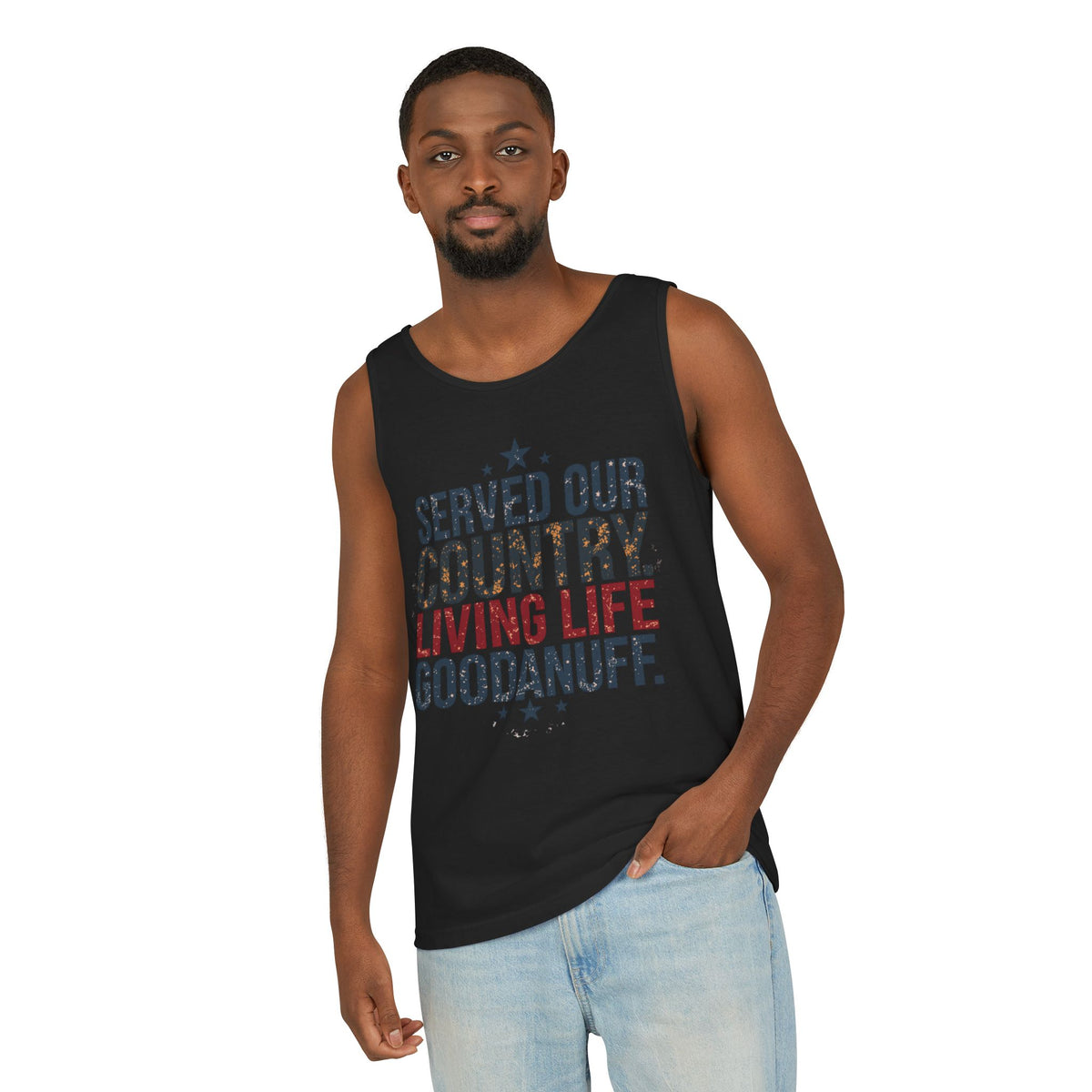 Served Our Country. Living Life GoodaNuff. Men's Lightweight Tank Top