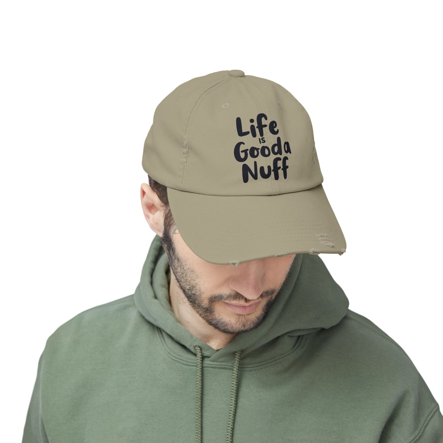 Life Is GoodaNuff Distressed Baseball Cap