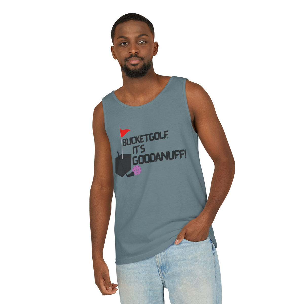 Bucketgolf. It's GoodaNuff Men's Lightweight Tank Top