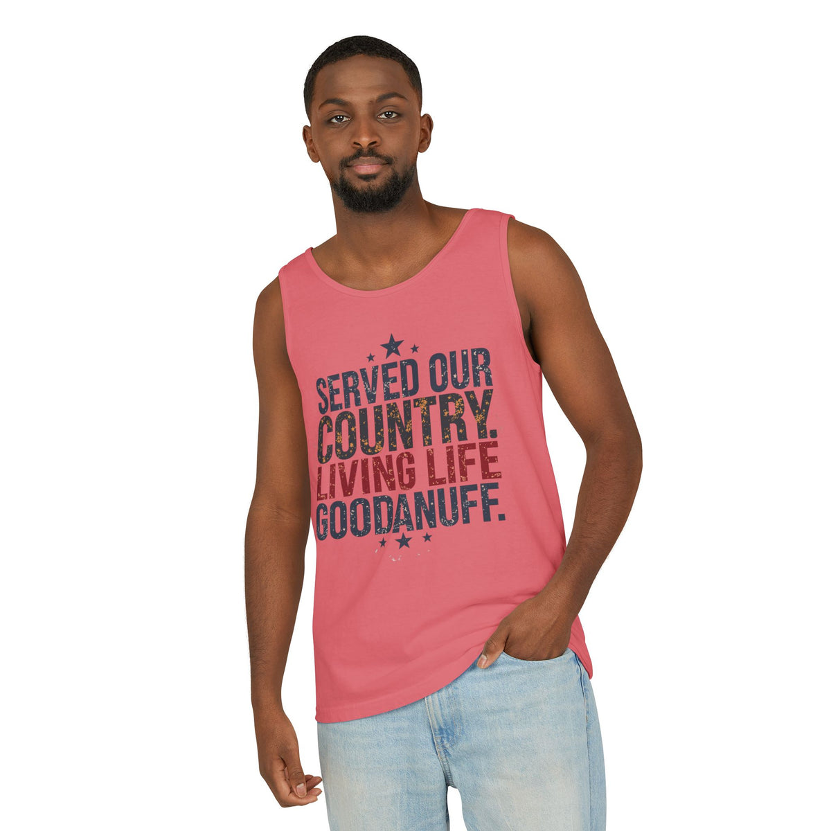 Served Our Country. Living Life GoodaNuff. Men's Lightweight Tank Top