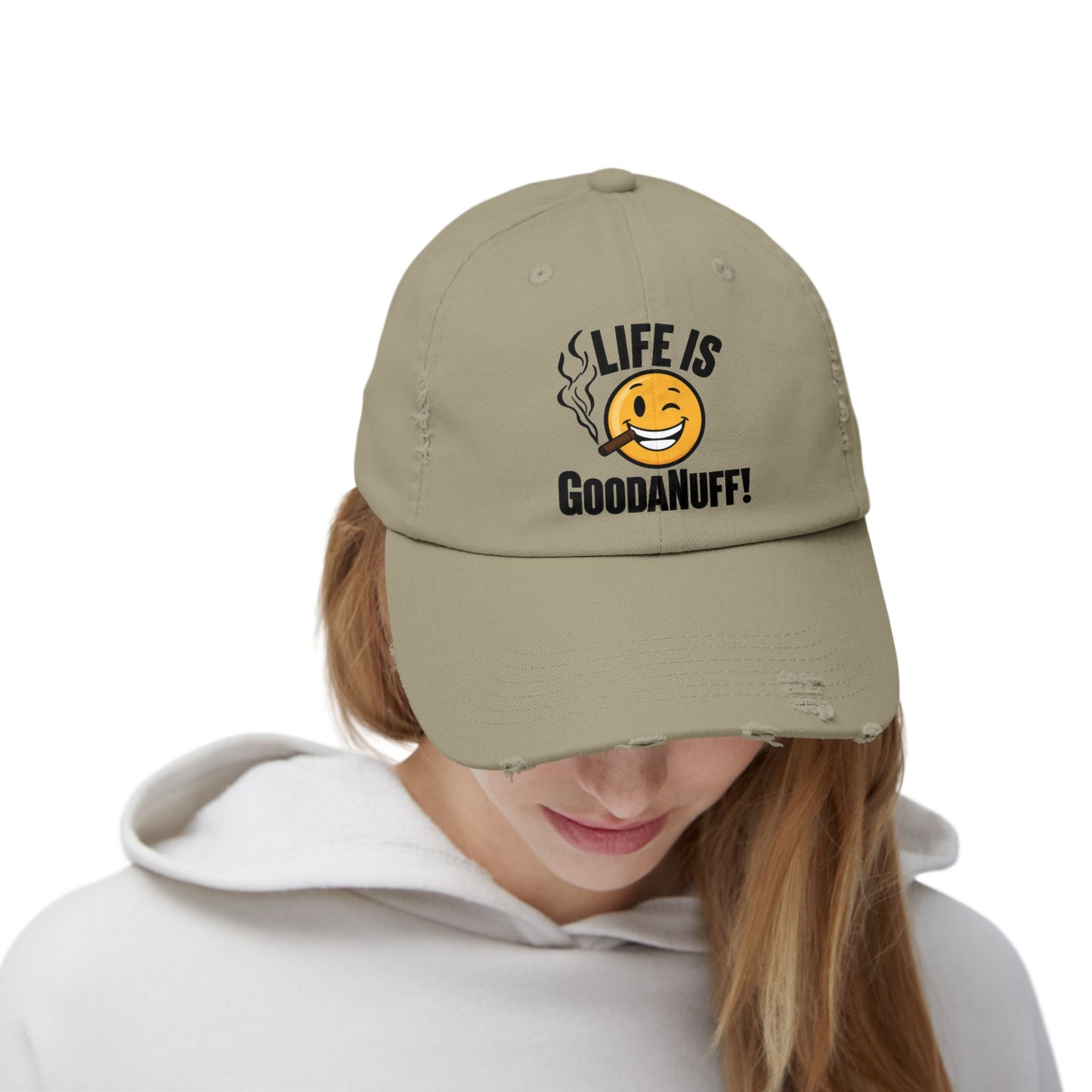 Life is GoodaNuff Distressed Baseball Cap