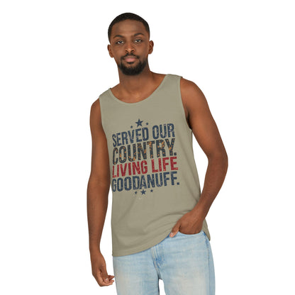 Served Our Country. Living Life GoodaNuff. Men's Lightweight Tank Top