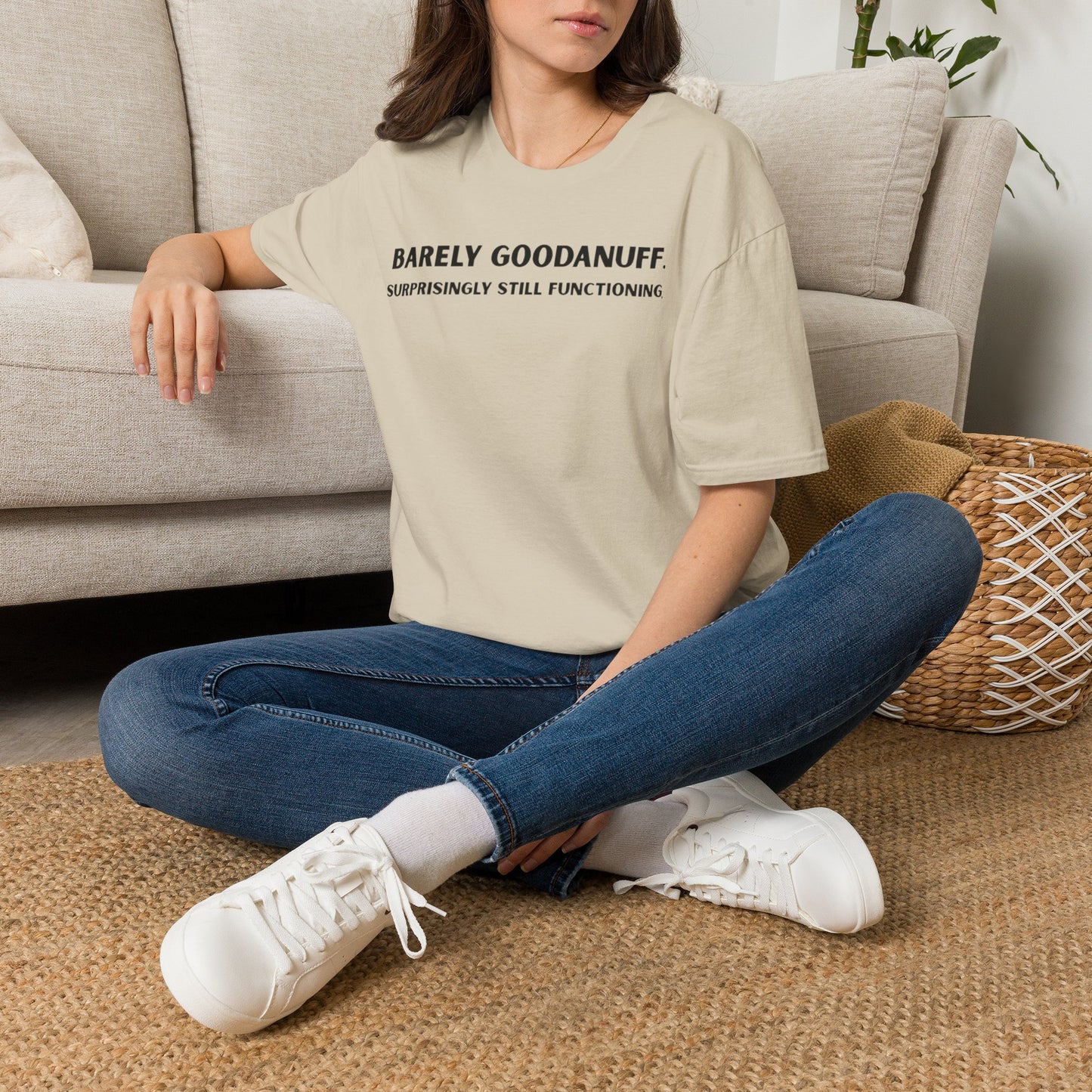 Barely GoodaNuff. Surprisingly Still Functioning Unisex Softstyle T-Shirt