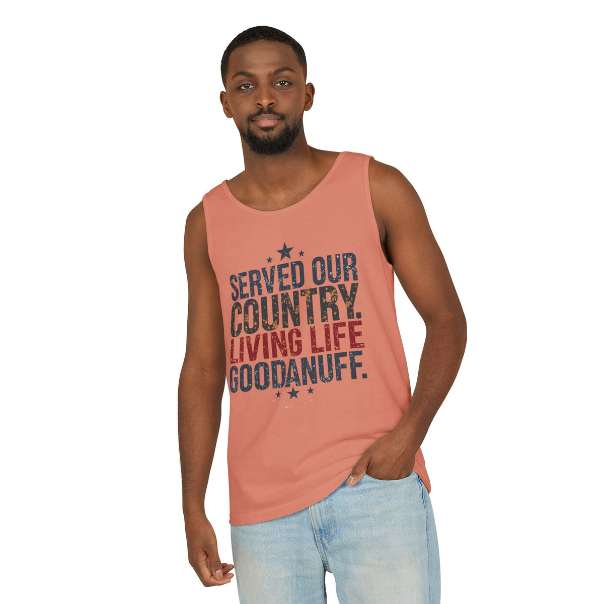 Served Our Country. Living Life GoodaNuff. Men's Lightweight Tank Top