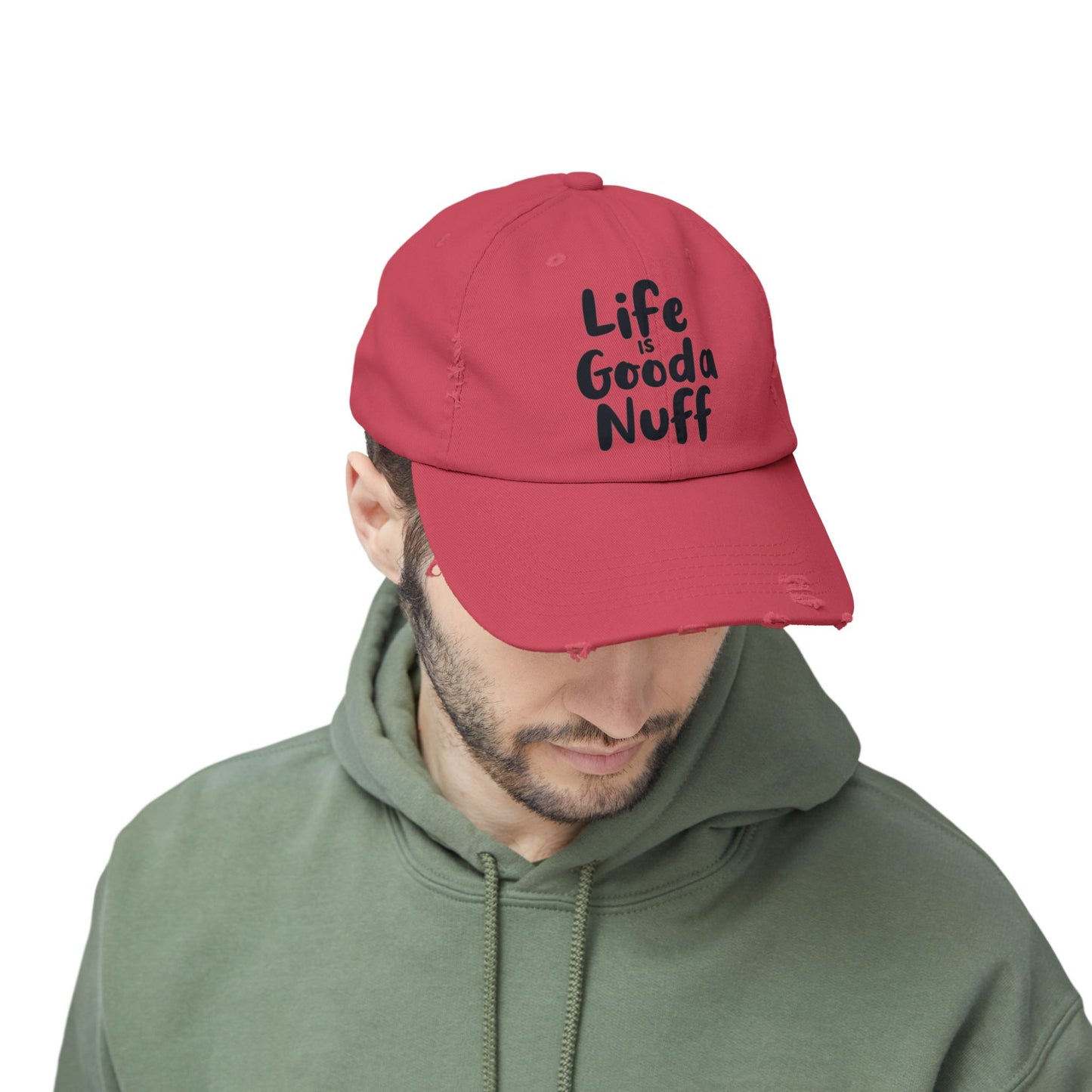 Life Is GoodaNuff Distressed Baseball Cap
