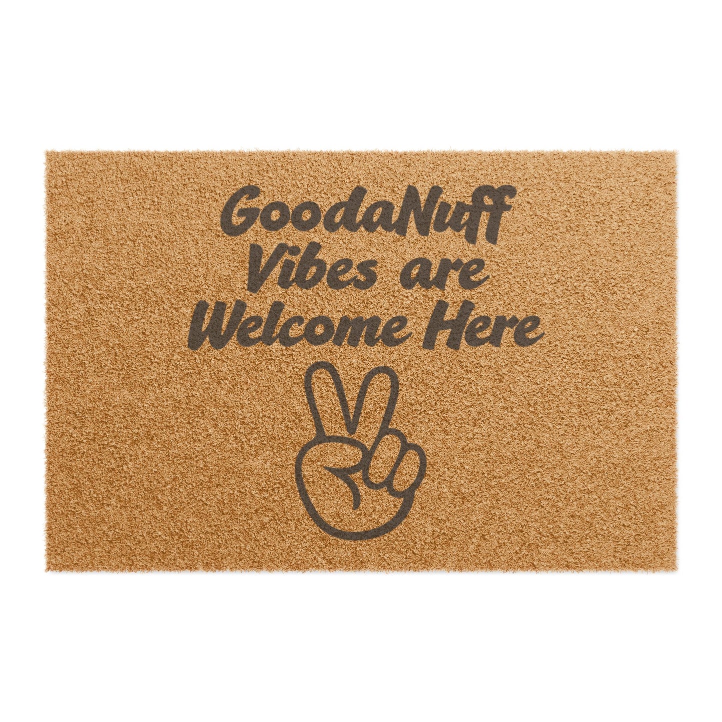 GoodaNuff Vibes Are Welcome Here Doormat — Peace Sign Welcome Mat, Funny Retro Entryway Mat