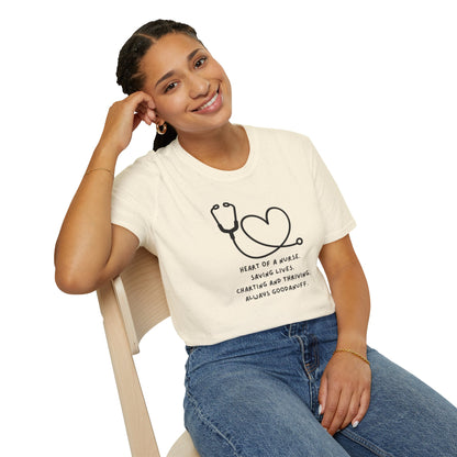Heart of a Nurse. Saving Lives. Charting and Thriving. Always GoodaNuff Unisex Softstyle T-Shirt