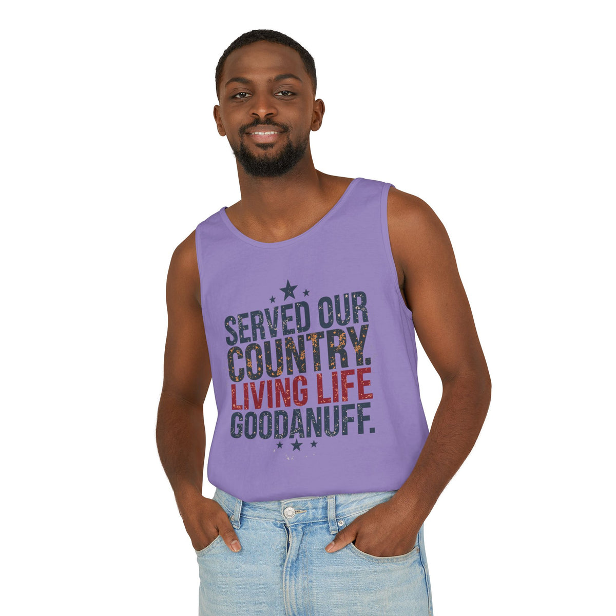 Served Our Country. Living Life GoodaNuff. Men's Lightweight Tank Top