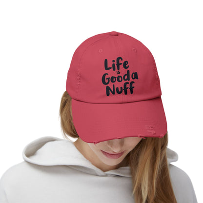 Life Is GoodaNuff Distressed Baseball Cap
